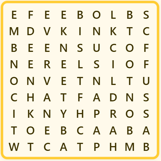 Search: a grid of letters hiding a word